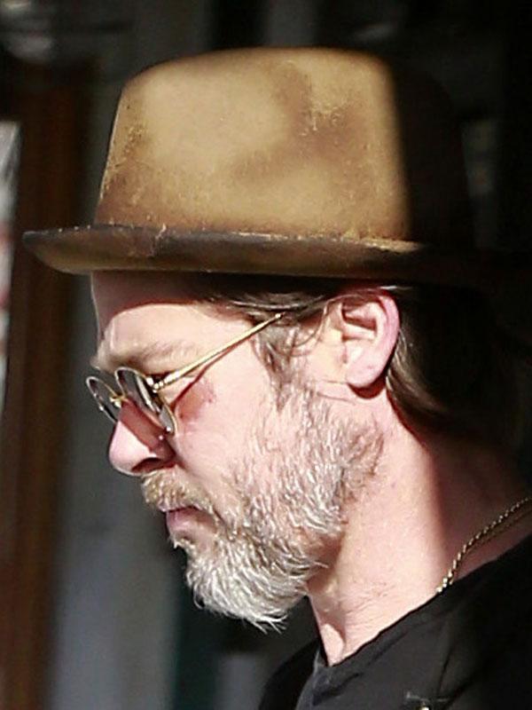 Brad Pitt Photos -- Actor Sports Black Eye Taking Out Twins Vivienne and Knox