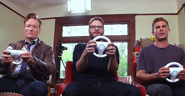 //zac efron seth rogen conan o’brien nintendo neighbors pp