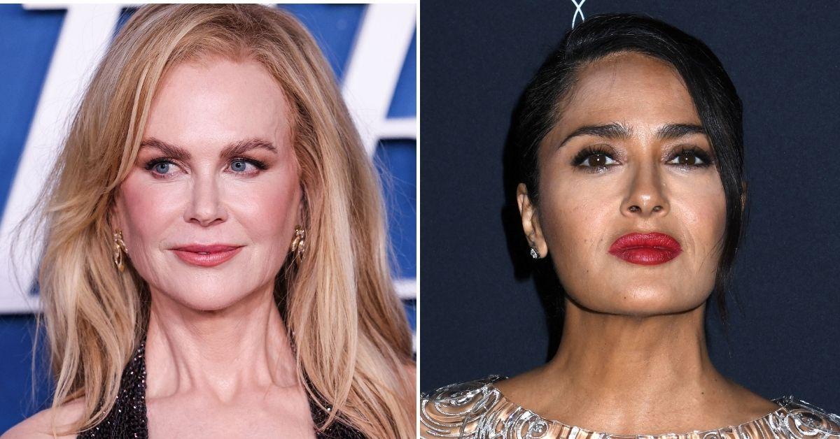 Split picture of Nicole Kidman and Salma Hayek.