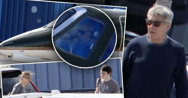 //harrison ford calista flockhart son liam board plane after incident pp