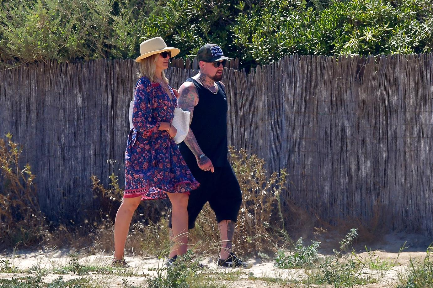 Cameron Diaz and Benji Madden strolling during holiday in St Tropez.