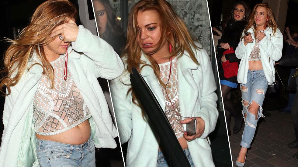 Loopy In London Lindsay Lohan Looks Like A Hot Mess Bares Midriff In Shocking Photos After