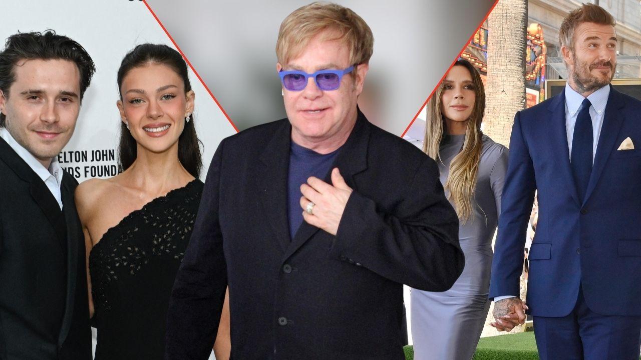 Photo of Elton John, David,Victoria, Nicola and Brooklyn Beckham