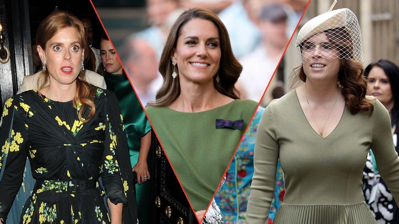 Split photos of Princesses Kate, Beatrice and Eugenie