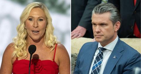 split image of Marjorie Taylor Greene and Pete Hegseth