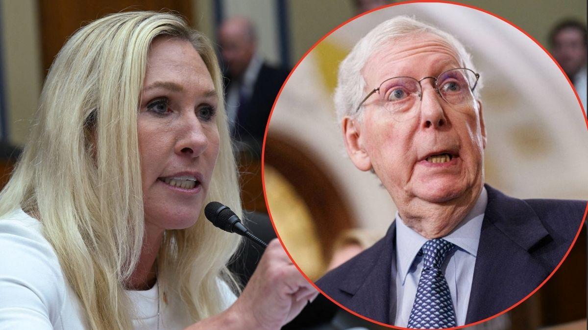 Photo of Marjorie Taylor Greene and Mitch McConnell