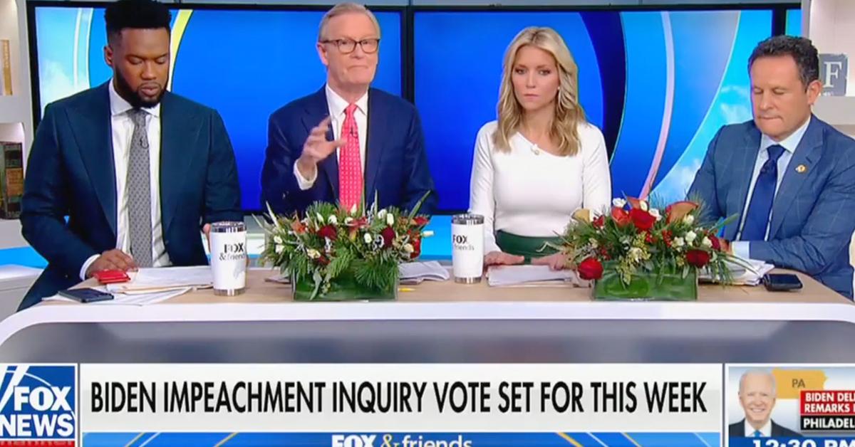 fox and friends steve doocy defends biden against impeachment hunter republicans cohosts fox news