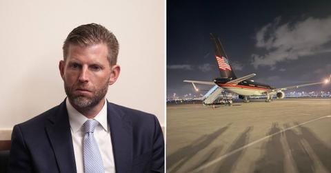A photo of Eric Trump alongside a photo of "Trump Force One"