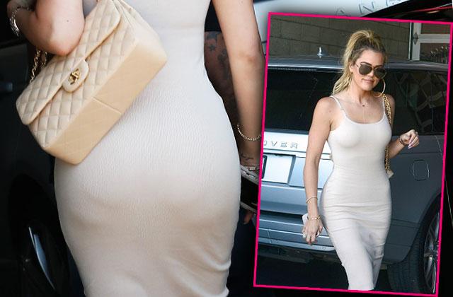 Busted! Khloe Kardashian's Fake Booty EXPOSED In Nude Dress