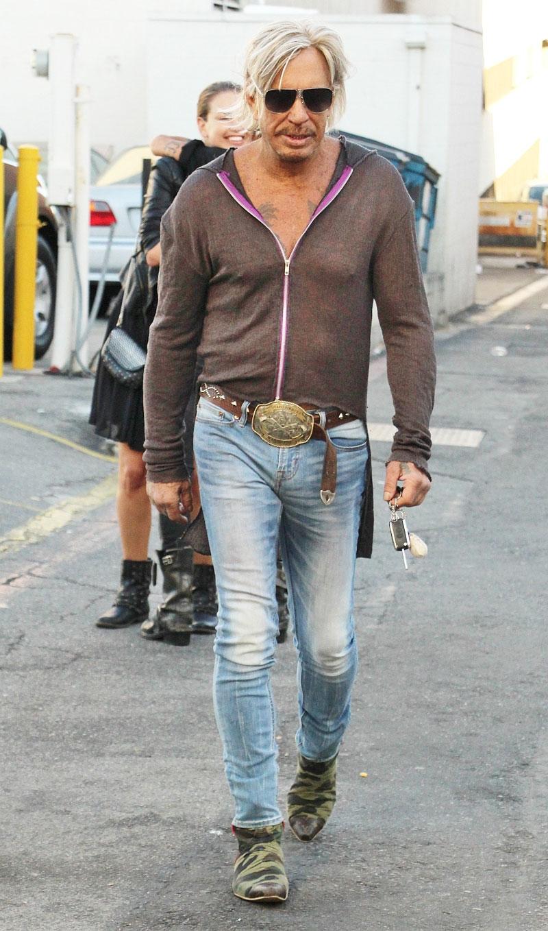 Unrecognizable Mickey Rourke Shows Manhood And Midriff