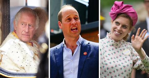 Split photos of King Charles, Prince Williamd and Princess Beatrice