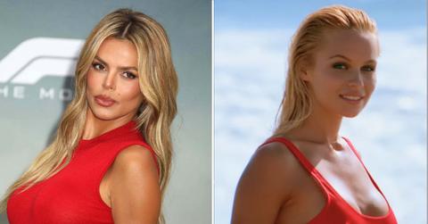 Split photo of Brooks Nader and Pamela Anderson