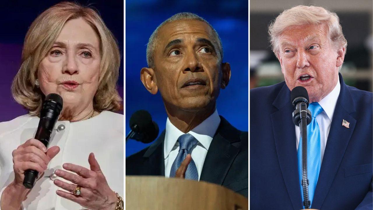 Hillary Clinton shared Barack Obama reaction to a supposed dig at Trump.