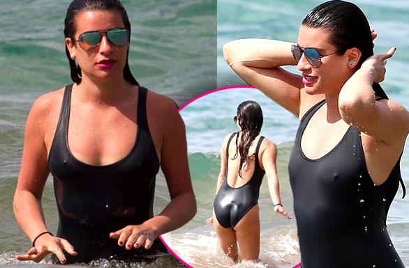 Lea Michele Swimsuit Nipples Weight Maui Hawaii