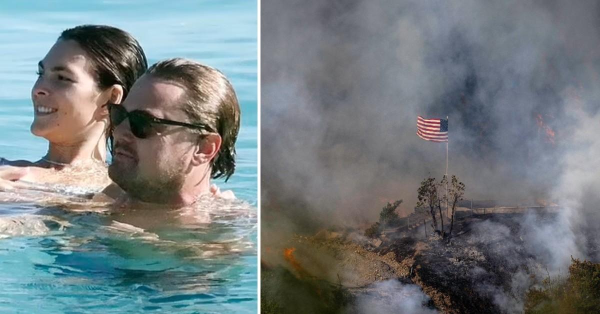 Composite photo of Leonardo DiCaprio, Vittoria Ceretti, Los Angeles wildfires