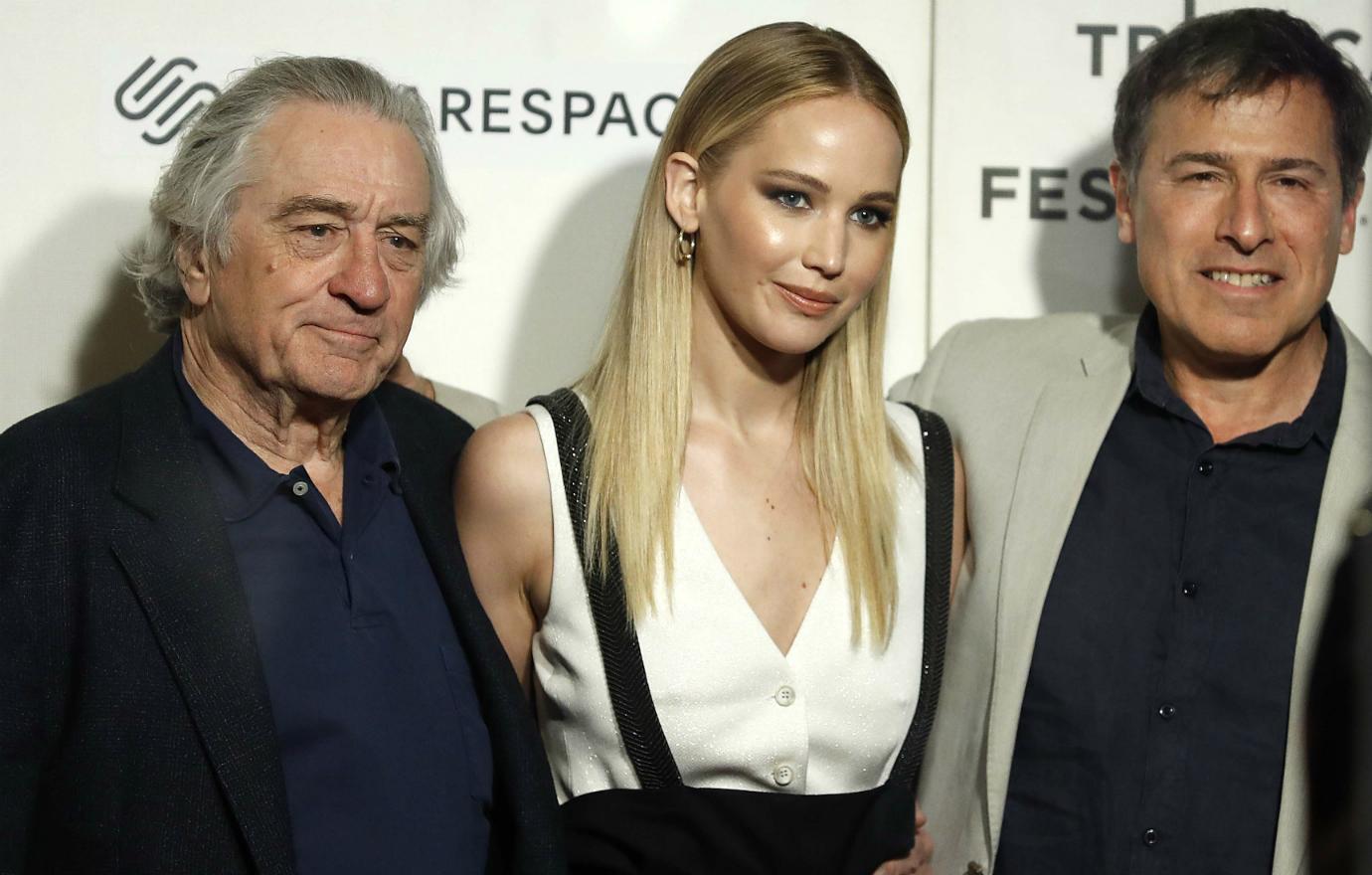 Robert De Niro, Jennifer Lawrence and director David O. Russell attended Tribeca Talks - Directors Series with David O. Russell and Jennifer Lawrence during the 2019 Tribeca Film Festival at BMCC Tribeca PAC on April 27, 2019 in New York City.