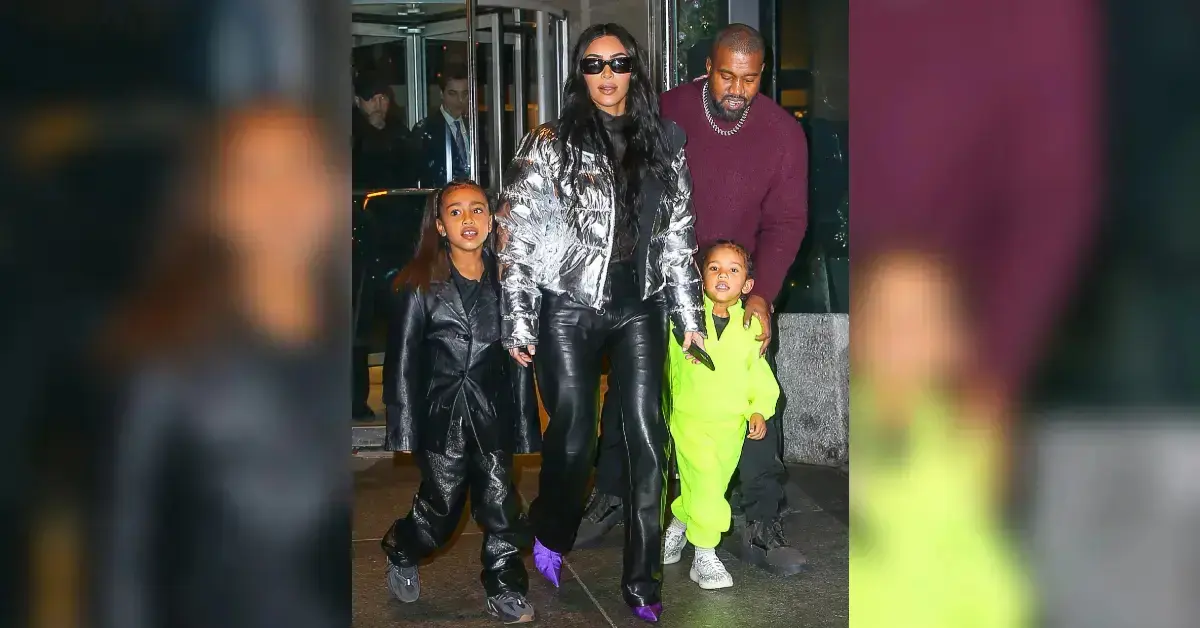 Photo of Kanye West, Kim Kardashian with kids