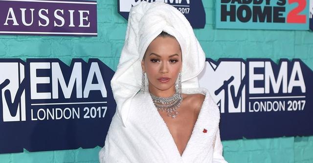 Rita Ora White Robe Red Carpet