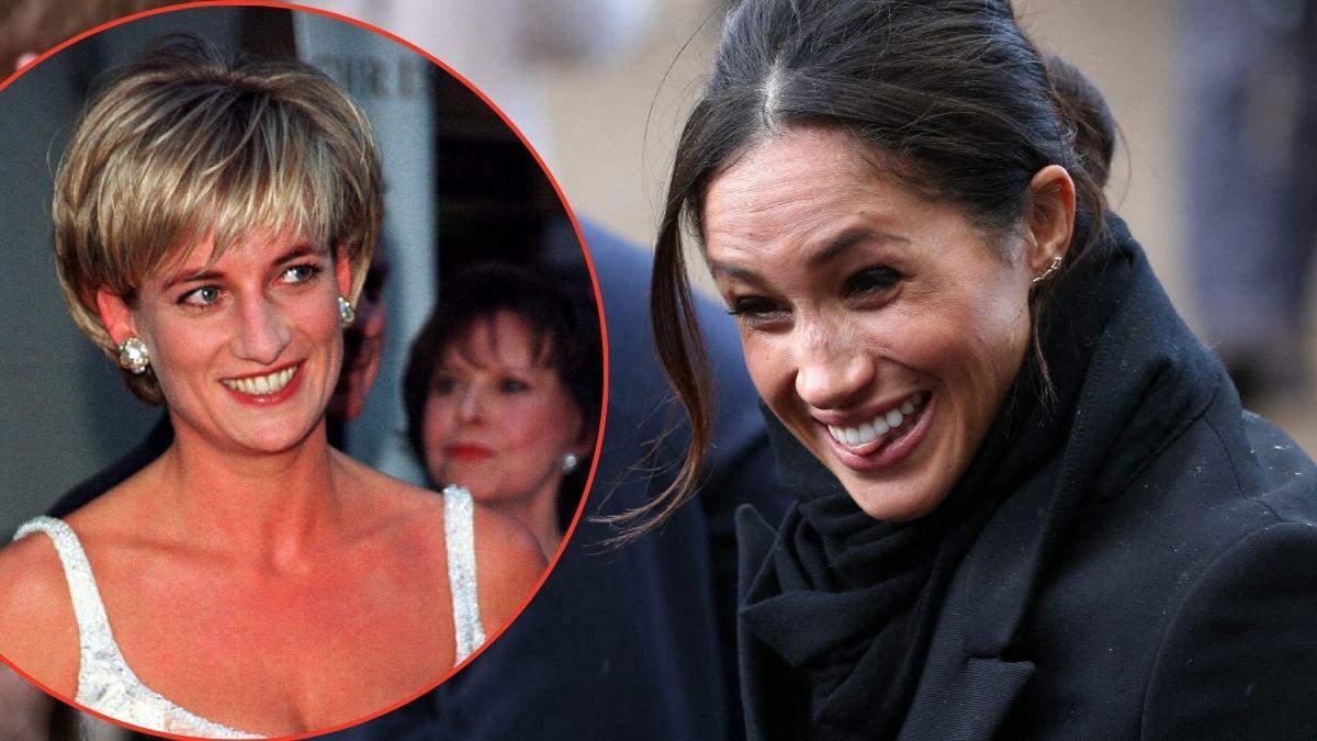 Split photo of Princess Diana and Meghan Markle