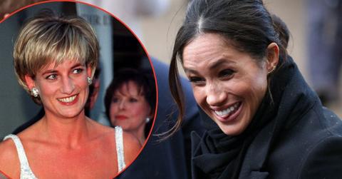 Split photo of Princess Diana and Meghan Markle