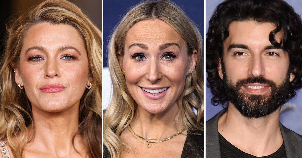 Split photo of Blake Lively, Nikki Glaser, and Justin Baldoni.