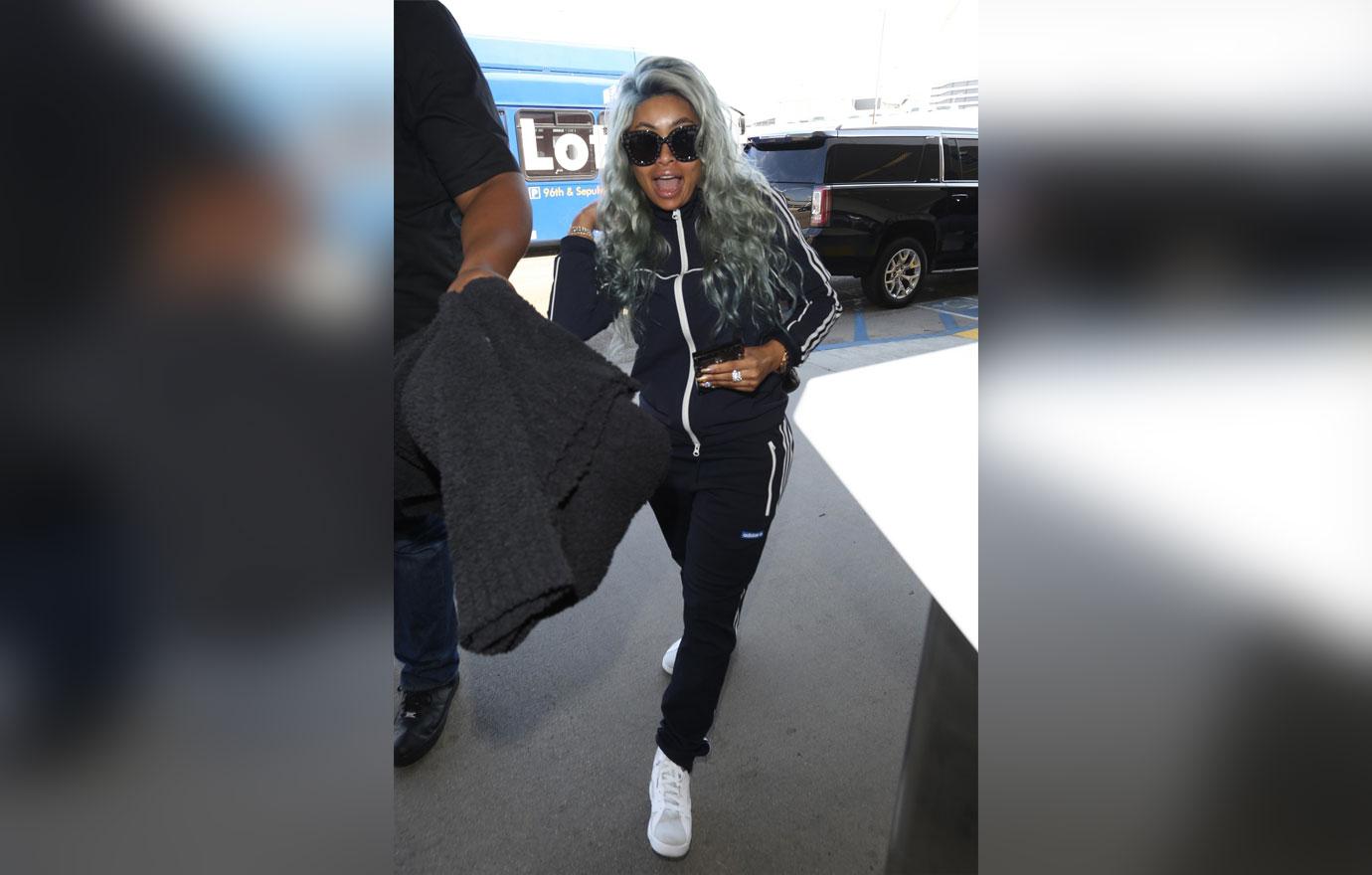 Blac Chyna Sports Blue Hair At LAX Airport