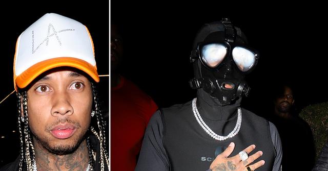 tyga gas mask photos la nightclub days after domestic violence arrest