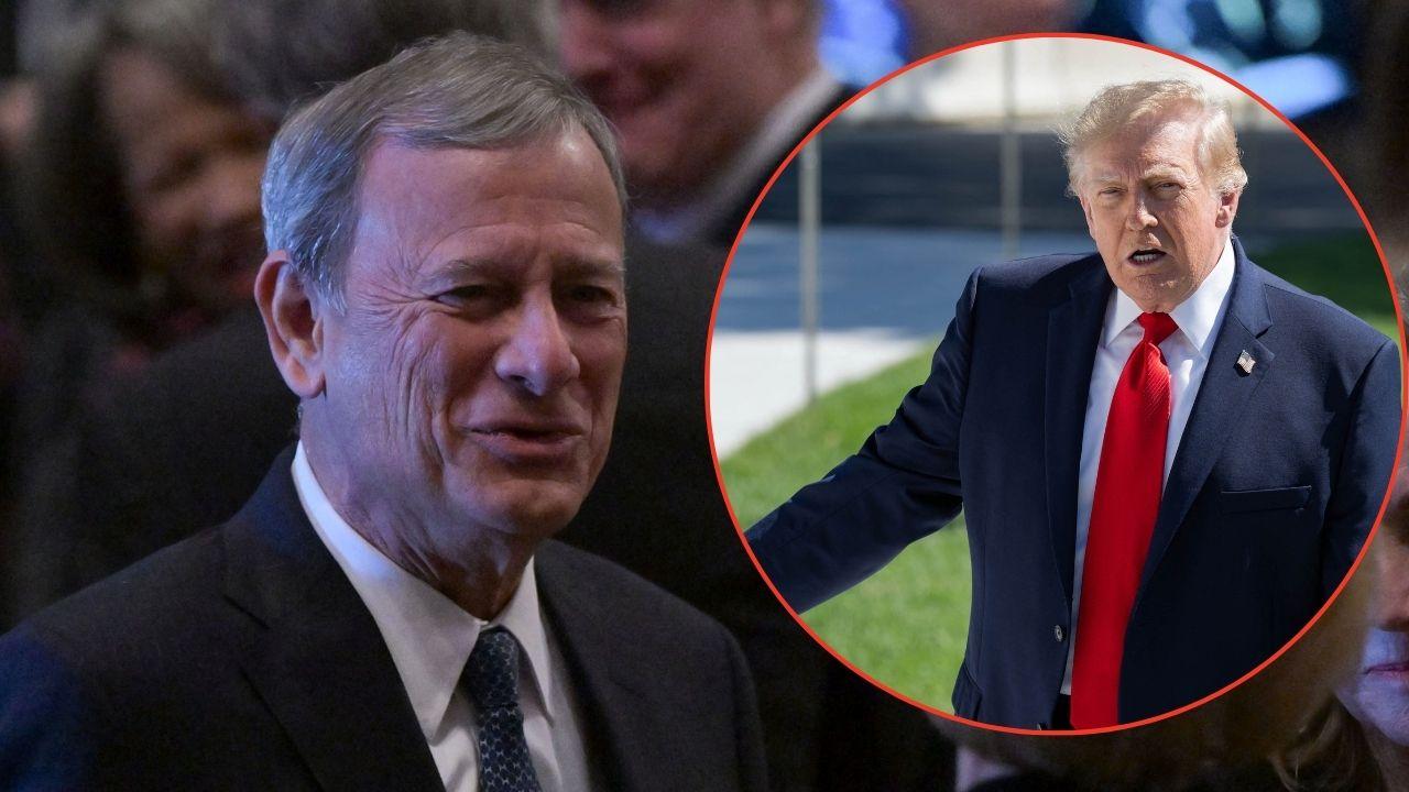 Split image of John Roberts and Donald Trump