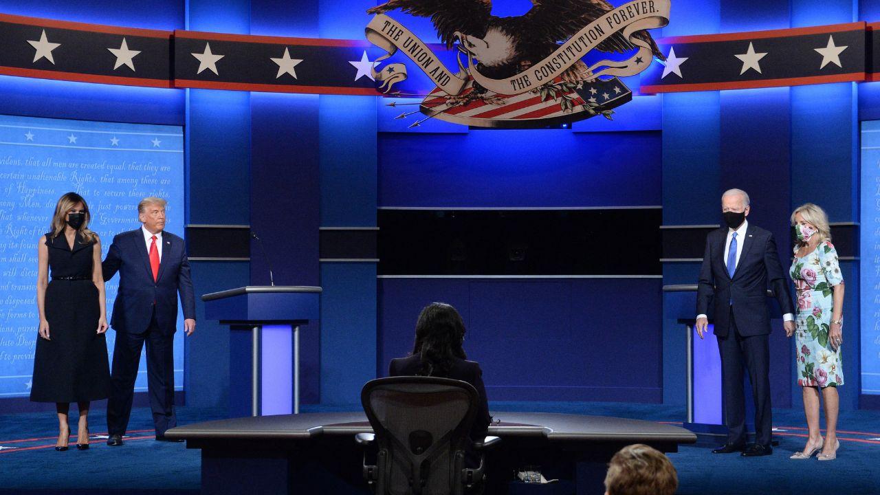 A photo of Melania Trump, Donald Trump, Joe Biden, and Jill Biden