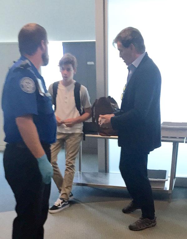 //pierce brosnan caught with knife at airport