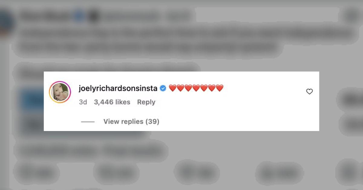Screenshot of Joely Richardson comment