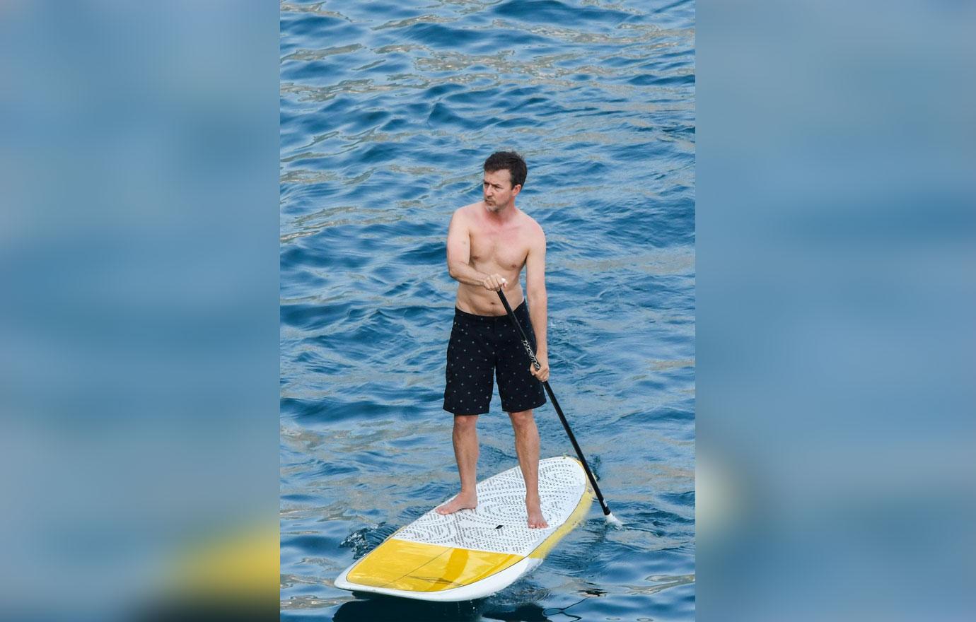 Edward Norton Shirtless Paddleboard Family Pics