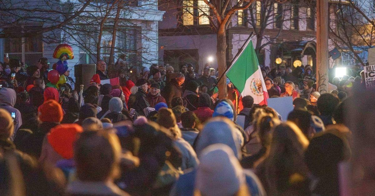 picture of protests after ICE shooting