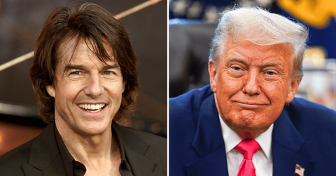 Split photo of Tom Cruise, Donald Trump
