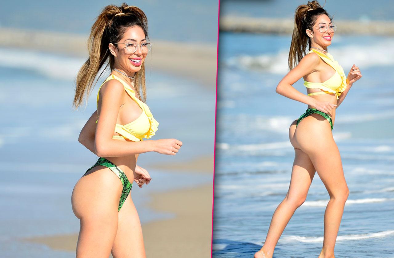 Farrah Abraham Wears Glasses, Yellow & Green Bikini At Beach