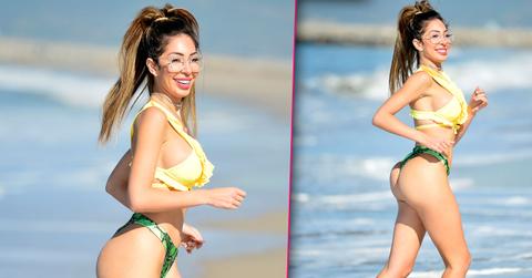 Farrah Abraham Wears Glasses, Yellow & Green Bikini At Beach