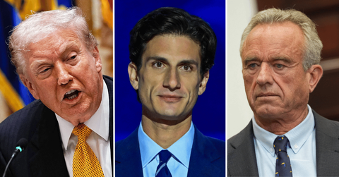 Split photo of Donald Trump, Jack Schlossberg, Robert F. Kennedy Jr.
