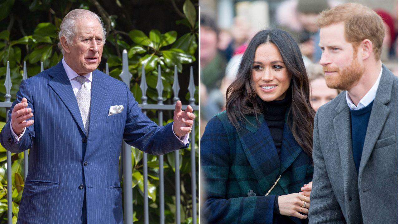 picture of king charles, meghan markle and prince harry