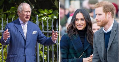 picture of king charles, meghan markle and prince harry