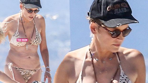 sharon stone nip slip bikini body topless beach pics