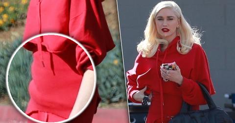 Gwen Stefani Dresses In Red For Holidays Pregnancy Rumors