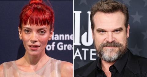 Split photo of Lily Allen, David Harbour