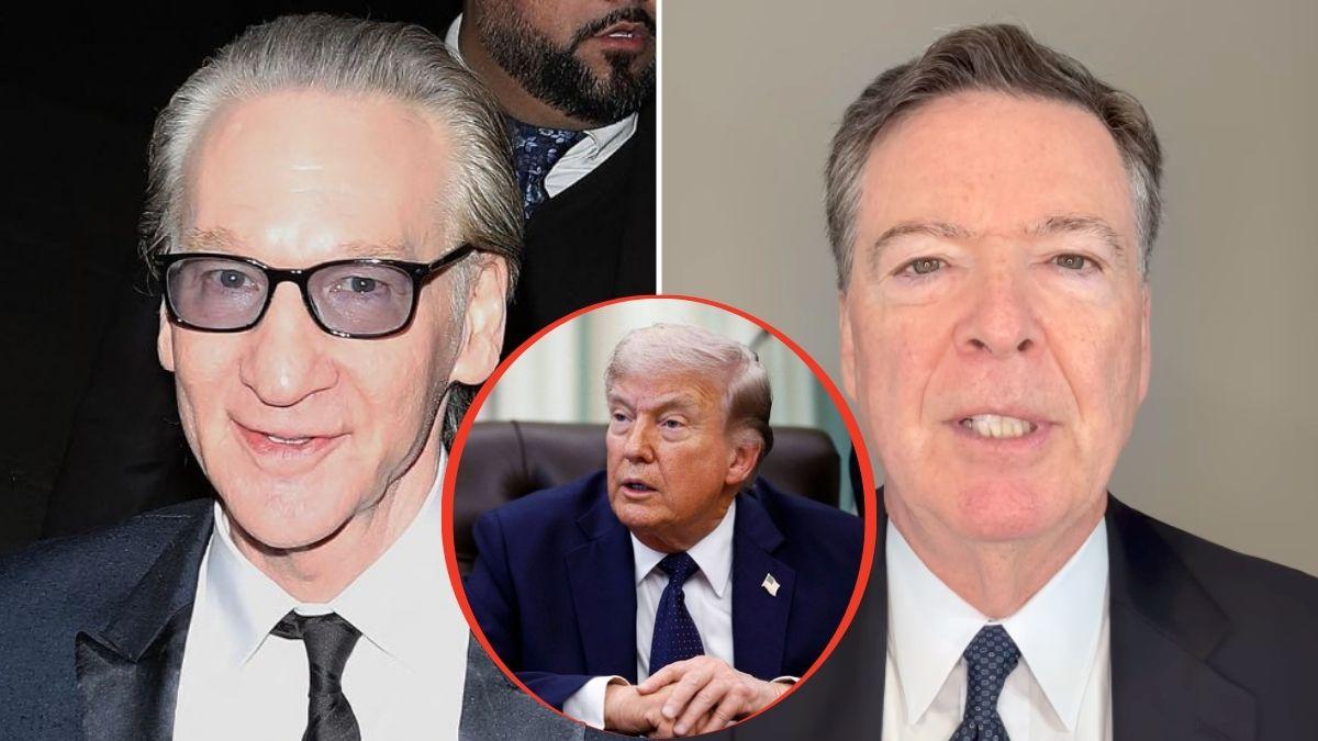 split image of Bill Maher / James Comey / Donald Trump