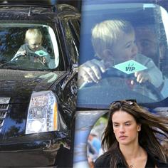 //alessandra ambrosio jamie mazur son baby noah driving  sq