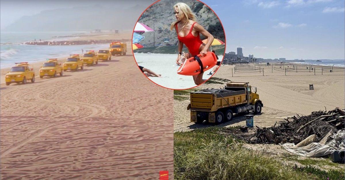 Split photo of Baywatch and Beach