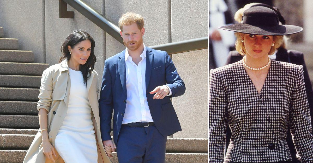 Split photos of Princess Diana, Prince Harry and Meghan Markle