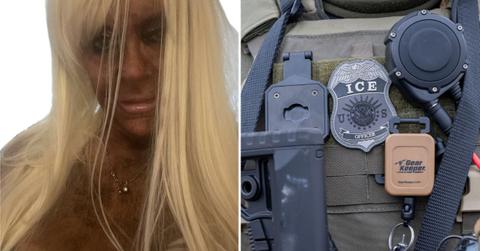 A photo of Tan Mom alongside a photo of ICE