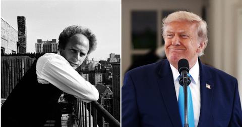split image of Art Garfunkel and Donald Trump