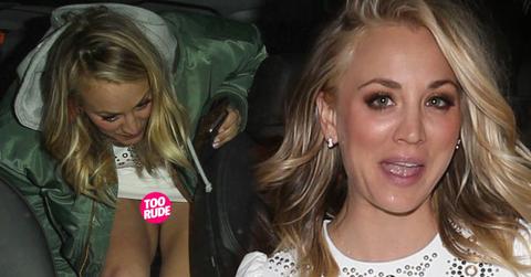 //kaley cuoco wardrobe malfunction nude underwear dress