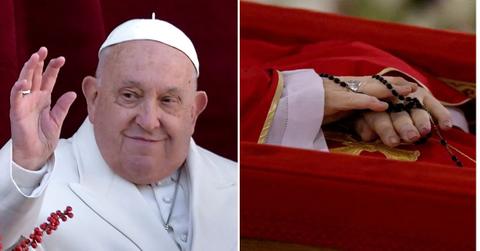 Split photos of Pope Francis.